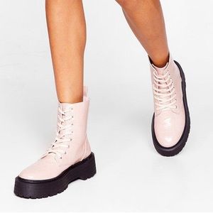 Pink chunky combat boots size 8/41